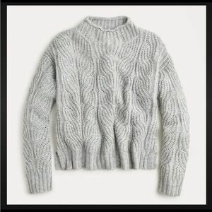 J. Crew Pointelle Cable Knit Sweater in Cottage Gray, XS